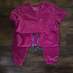 Pink FIGS scrub set in medium